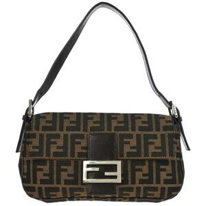 Fendi Brown Canvas Zucca Baguette Handbag 155635